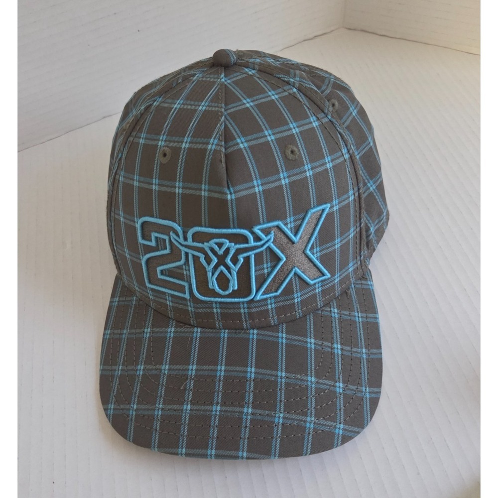 WRANGLER 20X Blue and Gray Embroidered Plaid Baseball Hat Cap Adult